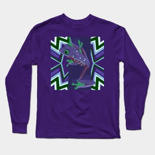 Purple Tree Frog Design Long Sleeve T-Shirt